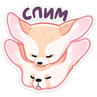 😴 спим durmiendo, lindo, animal, zorro fénec, zorro, dibujos animados telegram sticker