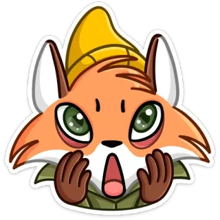 😳 renard, dessin animé, surpris, animal, mignon, autocollant telegram sticker