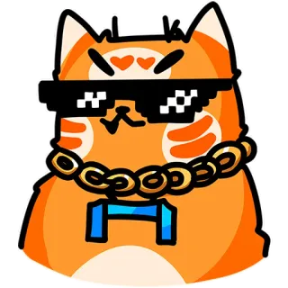 😎 고양이, 선글라스, 건달, 밈, 동물, 주황색 telegram sticker