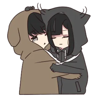 🏹 การ์ตูน, อนิเมะ, กอด, น่ารัก, คู่รัก, มิตรภาพ telegram sticker