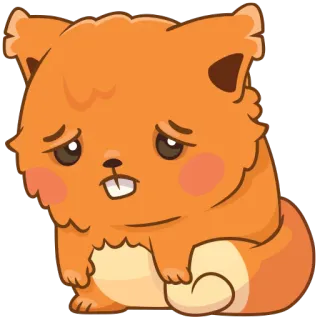 😞 น่ารัก, สัตว์, แฮมสเตอร์, การ์ตูน, เศร้า telegram sticker