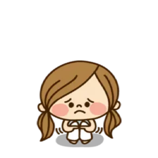 ☹️ triste, contrarié(e), déçu(e), dessin animé, personnage, fille whatsapp sticker