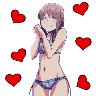 ❤️ anime, girl, hearts, cute, smiling, bikini whatsapp sticker