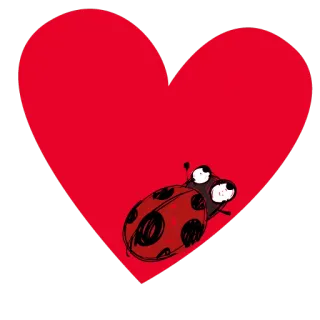 💙 joaninha, coração, amor, desenho animado, inseto, fofo, vermelho whatsapp sticker