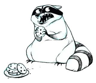 🍪 raccoon, cookies, animal, cartoon, food, snack, cute, humor telegram sticker
