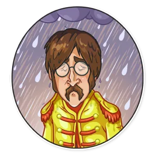 😢 John Lennon Yellow Submarine ジョン・レノン, ビートルズ, イエローサブマリン, 漫画, 悲しい, 雨 telegram sticker