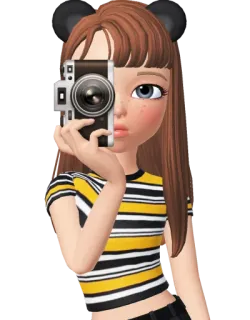📸 desenho animado, câmera, fofo, avatar, camisa listrada, retrato telegram sticker