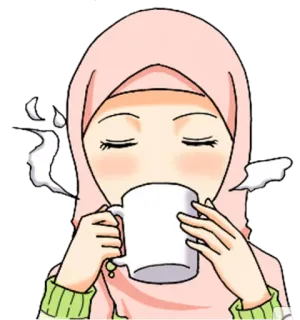 ☕ mujer, hiyab, musulmán, islam, té, bebida, café, chica whatsapp sticker