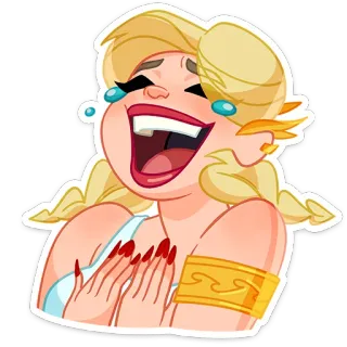 😅 laughing, emoticon, sticker, cartoon, woman, happy telegram sticker