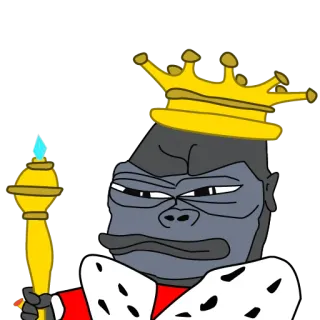 🤴 Gorila, Rei, Coroa, Animal, Macaco, Desenho animado, Real, Meme telegram sticker