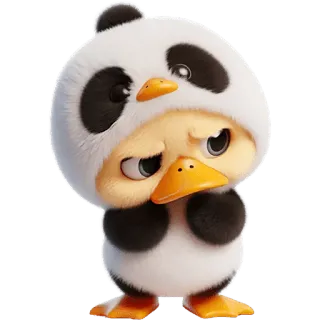 😞 lindo, pato, panda, animal, dibujos animados, divertido, pollito telegram sticker
