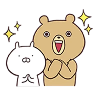 😍 熊, 兔子, 可爱, 闪光, 卡通, 朋友, 快乐 telegram sticker