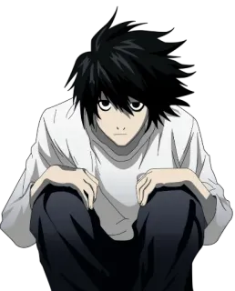 ✨ L Death Note Anime, Death Note, L, Detektiv, Manga, Intellektuell, Charakter, Sitzend telegram sticker