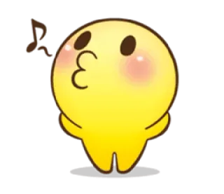 🎵 słodki, żółty, kreskówka, emoji, kawaii, pocałunek, nuta whatsapp sticker