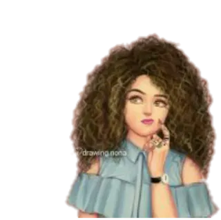 🤔 drawing nona kartun, gadis, gambar, seni, perempuan, ilustrasi whatsapp sticker