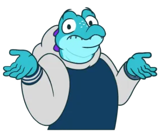 😟 animal, lézard, dessin animé, haussement d'épaules, incertain, question whatsapp sticker