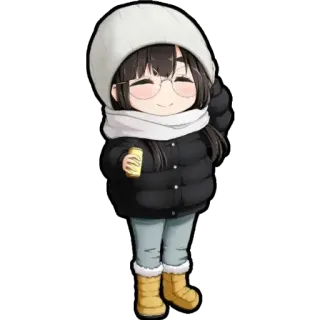 😍 Anime, Mignon, Hiver, Fille, Chibi, Dessin animé telegram sticker