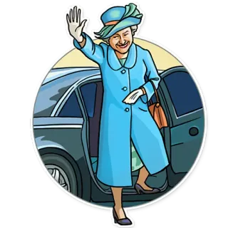 ✋ Queen Elizabeth II Reina, Elizabeth, Inglaterra, Realeza, Dibujo animado, Saludar telegram sticker
