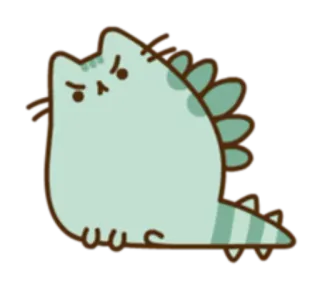 🐊 Pusheen chat, dinosaure, stégosaure, dessin animé, animal telegram sticker