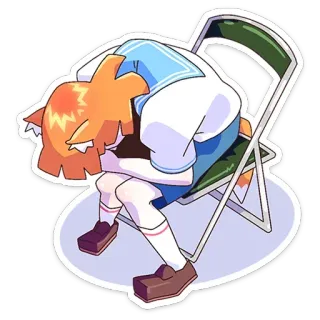 🤦‍♀️ Anime, Catgirl, Triste, Sentado, Silla, Agotado, Lindo telegram sticker