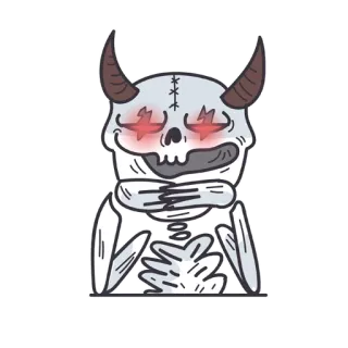 😏 Skelett, Teufel, Hörner, Knochen, Monster, Cartoon telegram sticker