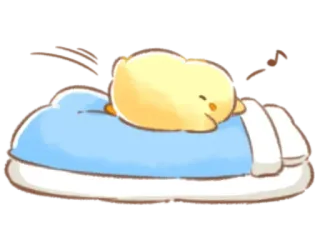 🤩 lindo, pollito, dormir, amarillo, animal, kawaii, dibujo animado whatsapp sticker