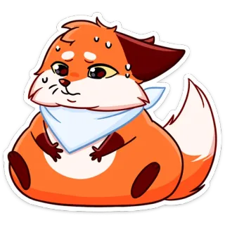 🍽 zorro, dibujos animados, lindo, animal, pegatina, naranja telegram sticker