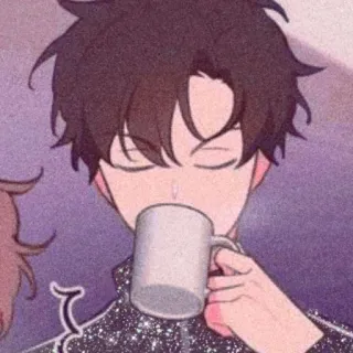 🐈‍⬛ personne, boire, café, animé, homme, tasse, étincelant whatsapp sticker