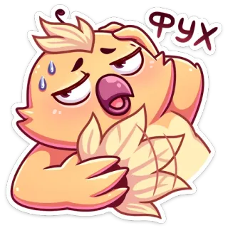 😌 ФУХ pássaro, exausto, cansado, suando, fofo, desenho animado, alívio telegram sticker