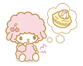 🤤 fofo, kawaii, ovelha, comida, sobremesa, cerejas, desenho animado telegram sticker