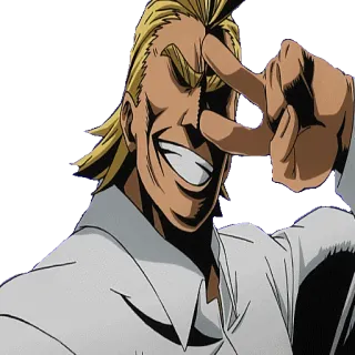 ✌️ All Might My Hero Academia anime, superhero, symbol of peace, hero, powerful telegram sticker