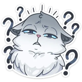 ❓ cat, question mark, confused, unsure, question, gray, thinking telegram sticker