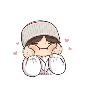 ☺️ merjilluu 귀여운, 카와이, 치비, 겨울, 하트, 만화 telegram sticker