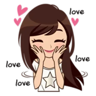 ❤ desenho animado, menina, corações, fofo telegram sticker