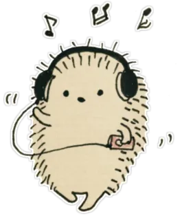 🎧 hedgehog, music, headphones, cute, animal, listening, cartoon telegram sticker