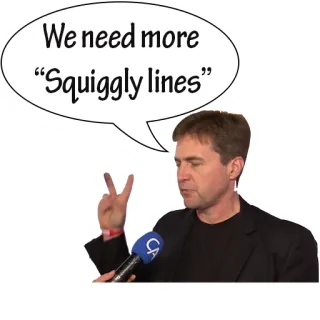 👂 We need more 
“Squiggly lines” geschwungene Linien, Sprechblase, Interview, Person, Zitat telegram sticker