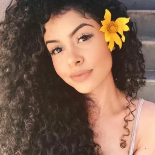 🌼 woman, curly hair, flower, portrait, beauty, female telegram sticker