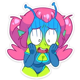 😳 Alien, Desenho animado, Adesivo, Preocupado, Ansioso, Colorido telegram sticker