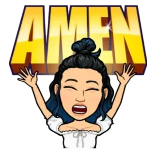 😩 AMEN молитва, религиозный, вера, мультфильм, аминь, женщина, поклонение telegram sticker