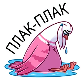 😢 ПЛАК-ПЛАК huilen, vogel, verdrietig, duif, cartoon whatsapp sticker