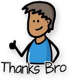 👍 Thanks Bro Cartoon, Danke, Bro, Daumen hoch, Freundschaft telegram sticker