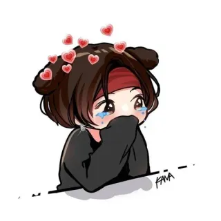 🥰 치비, 귀여운, 애니메이션, 하트, 우는, 슬픈 telegram sticker