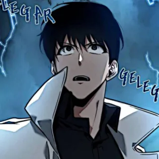✖️ GELEGAR Manhwa, rayo, pelo negro, animación, cómic, dibujo telegram sticker