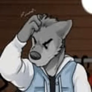 🤔 furry, confused, thinking, wolf, anthropomorphic, animal whatsapp sticker