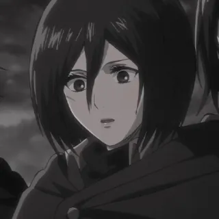 😦 Mikasa Ackerman Attack on Titan anime, l'attaque des titans, mikasa, personnage, animé telegram sticker