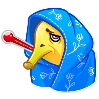 🤒 больной, болезнь, термометр, мультфильм, персонаж telegram sticker