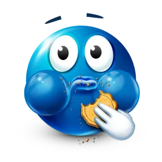 🍪 Emoji, Galleta, Dibujo animado, Snack, Azul, Comida whatsapp sticker