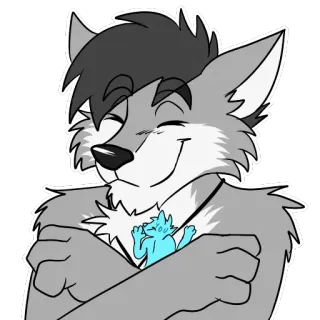 🤗 furry, anthropomorphic, wolf, cartoon, cute, affection telegram sticker