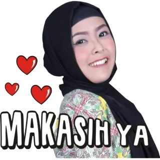 😍 MAKASIH YA Hijab, Frau, Herzen, Danke, Gruß whatsapp sticker