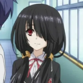 🌑 Kurumi Tokisaki Date A Live Anime, Fille, Date A Live, Kurumi Tokisaki, Fille Anime, cheveux noirs, yeux rouges whatsapp sticker